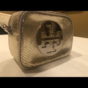 Tory Burch metallic mini make up tote